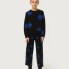 Jersey de niña de punto jacquard estampado de lunares azules-MINI Fashion