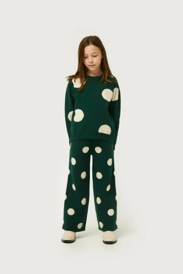 Jersey de niña de punto jacquard estampado de lunares blancos-MINI Best Sale