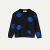 Jersey de niña de punto jacquard estampado de lunares azules-MINI Fashion