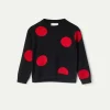 Jersey de niña de punto jacquard estampado de lunares rojos-MINI Cheap
