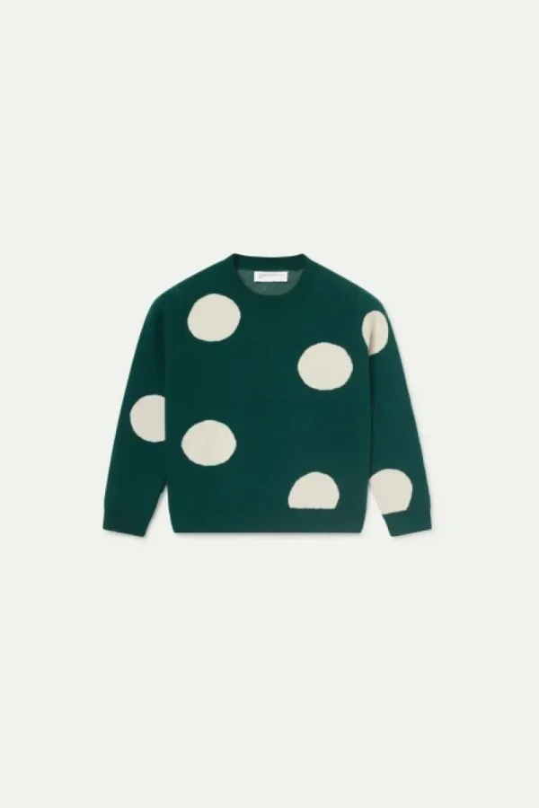 Jersey de niña de punto jacquard estampado de lunares blancos-MINI Best Sale