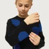 Jersey de niña de punto jacquard estampado de lunares azules-MINI Fashion