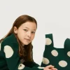 Jersey de niña de punto jacquard estampado de lunares blancos-MINI Best Sale
