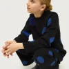 Jersey de niña de punto jacquard estampado de lunares azules-MINI Fashion