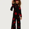 Jersey de niña de punto jacquard estampado de lunares rojos-MINI Cheap