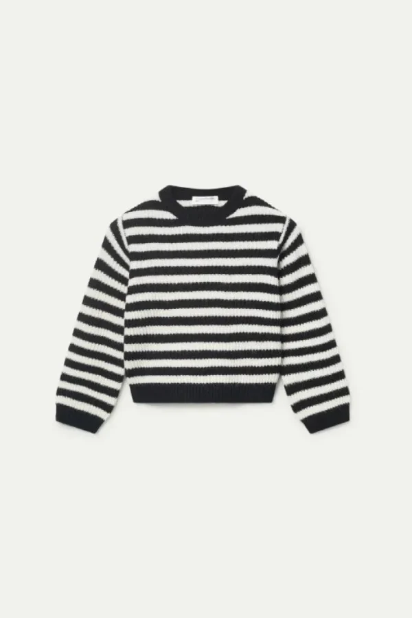 Jersey de niña de punto rayas negras-MINI Cheap