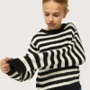 Jersey de niña de punto rayas negras-MINI Cheap