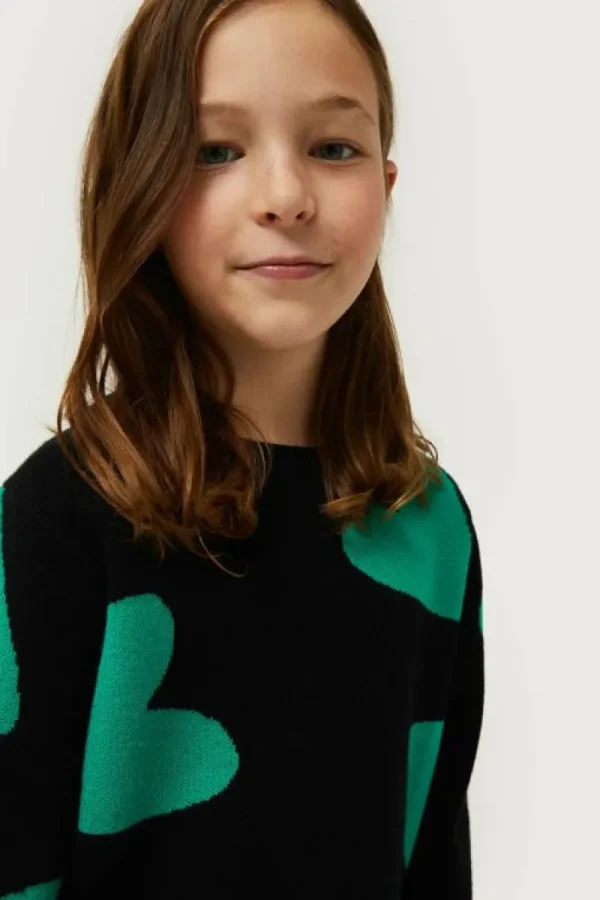 Jersey de niña estampado de corazones negro-MINI Cheap