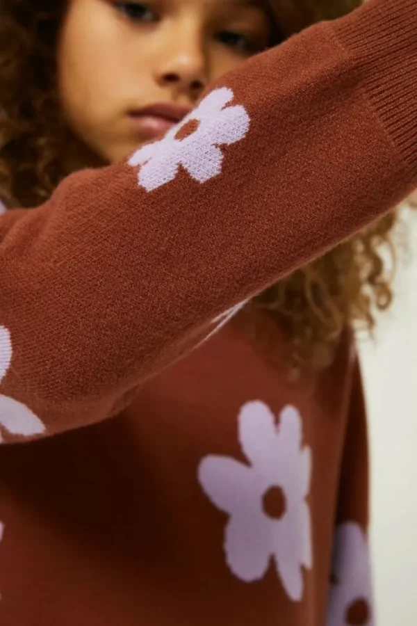Jersey de niña estampado flores marrón-MINI Best