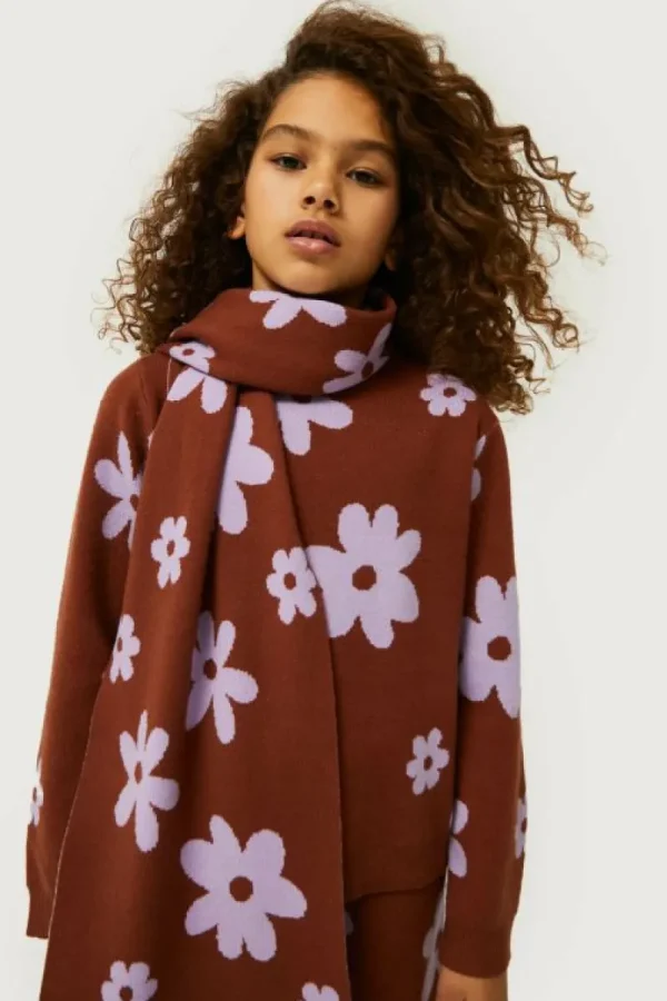 Jersey de niña estampado flores marrón-MINI Best