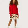 Jersey de niña evasé cuello perkins rojo-MINI Fashion
