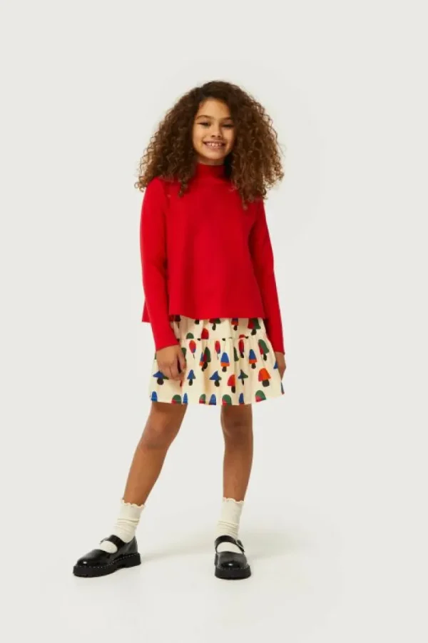 Jersey de niña evasé cuello perkins rojo-MINI Fashion