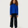 Jersey de niña evasé cuello perkins azul-MINI Fashion