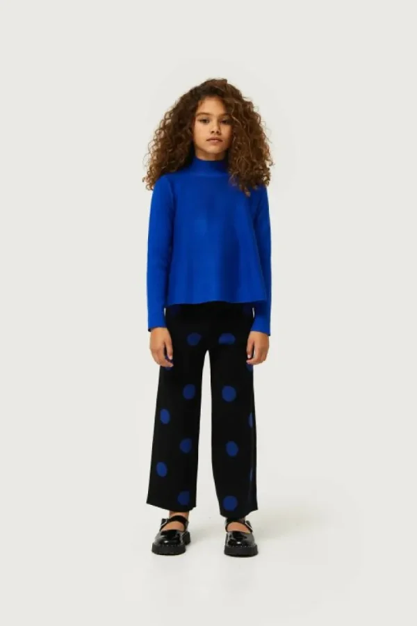 Jersey de niña evasé cuello perkins azul-MINI Fashion