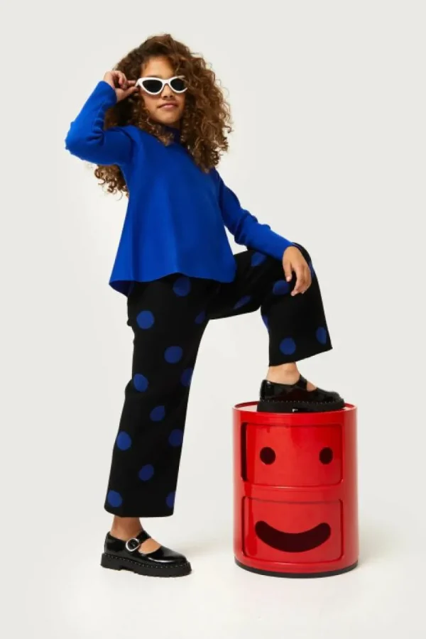 Jersey de niña evasé cuello perkins azul-MINI Fashion