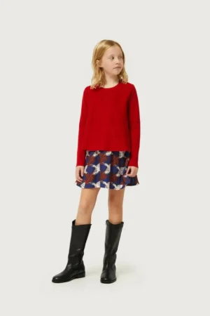 Jersey de niña evasé rojo-MINI Fashion