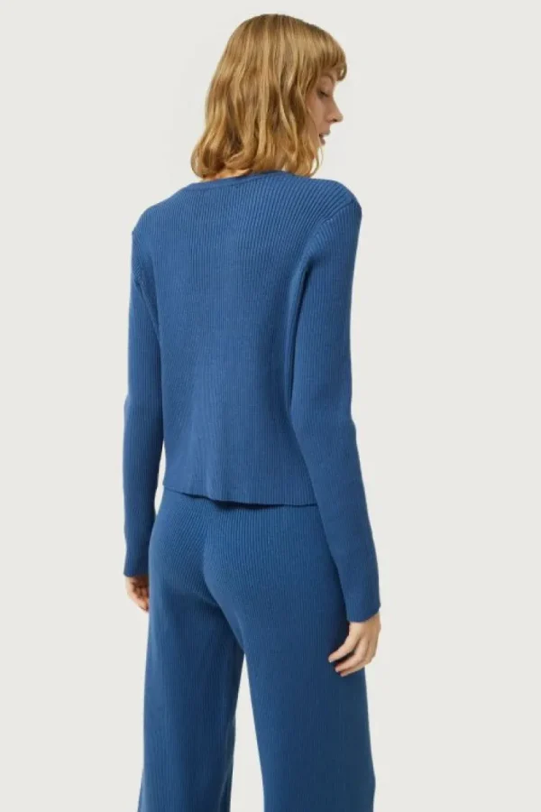 Jersey de punto canalé azul-COMPAÑIAFANTASTICA Discount