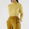 Jersey de punto fino con cuello alto amarillo-COMPAÑIAFANTASTICA Outlet