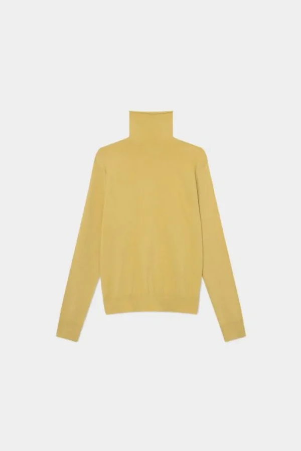 Jersey de punto fino con cuello alto amarillo-COMPAÑIAFANTASTICA Outlet