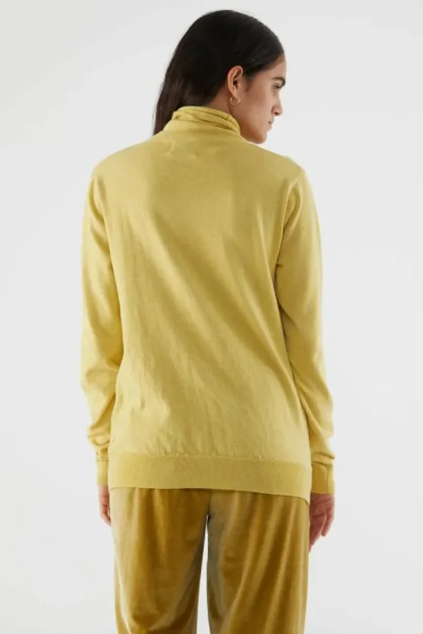 Jersey de punto fino con cuello alto amarillo-COMPAÑIAFANTASTICA Outlet