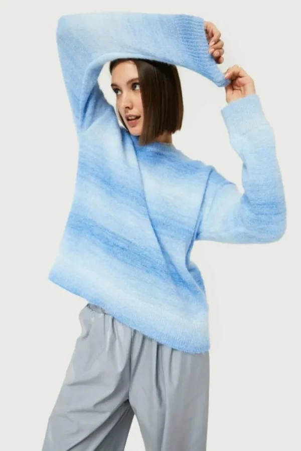 Jersey de punto rayas difuminadas azules-COMPAÑIAFANTASTICA New