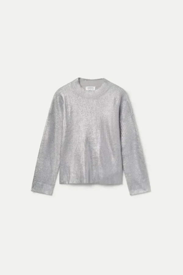 Jersey de punto revestido plateado-COMPAÑIAFANTASTICA Sale