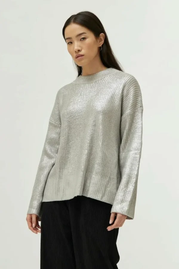 Jersey de punto revestido plateado-COMPAÑIAFANTASTICA Sale
