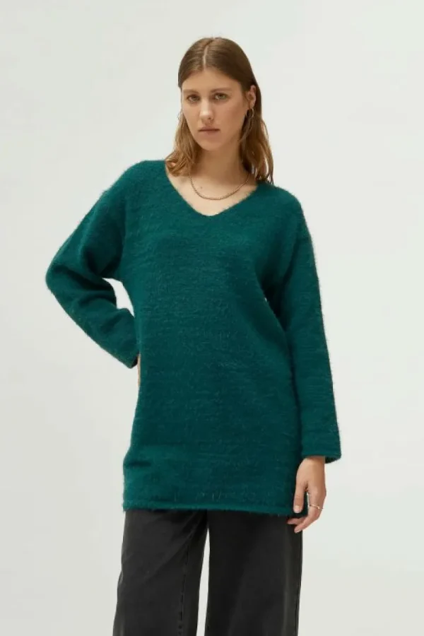 Jersey largo cuello pico verde-COMPAÑIAFANTASTICA Hot
