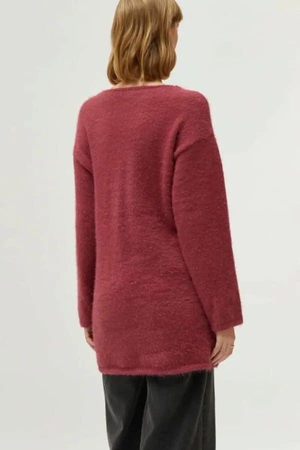 Jersey largo cuello pico marrón-COMPAÑIAFANTASTICA Sale