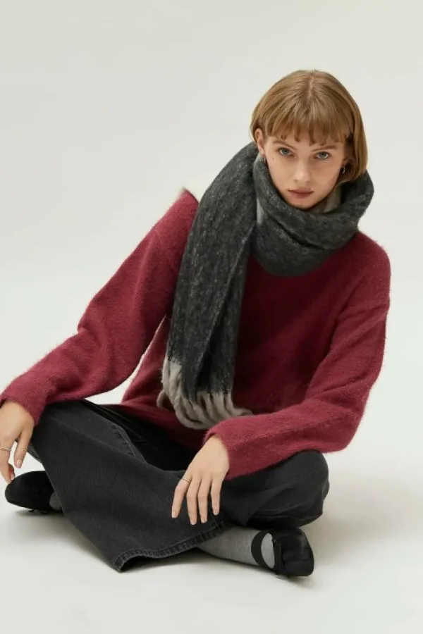 Jersey largo cuello pico marrón-COMPAÑIAFANTASTICA Sale