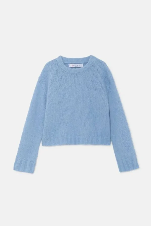 Jersey unisex crop de punto azul-MINI Clearance