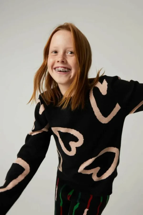 Jersey unisex de punto con estampado de corazones-MINI Best Sale