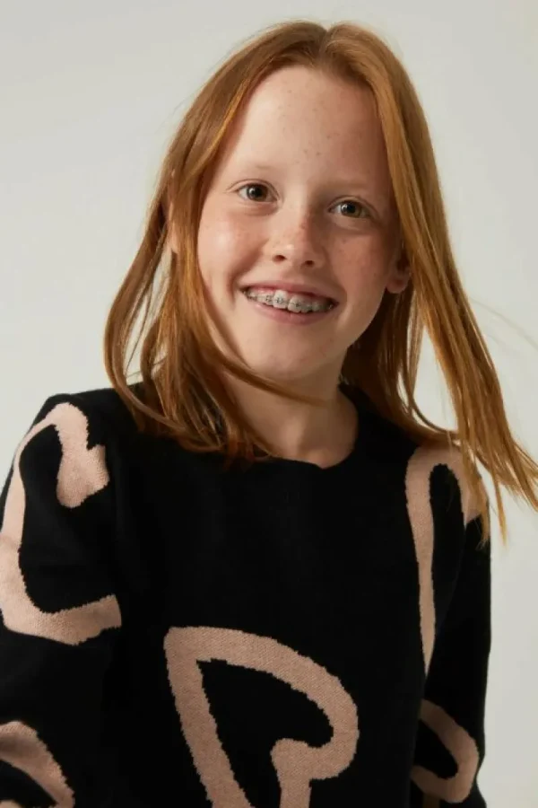 Jersey unisex de punto con estampado de corazones-MINI Best Sale