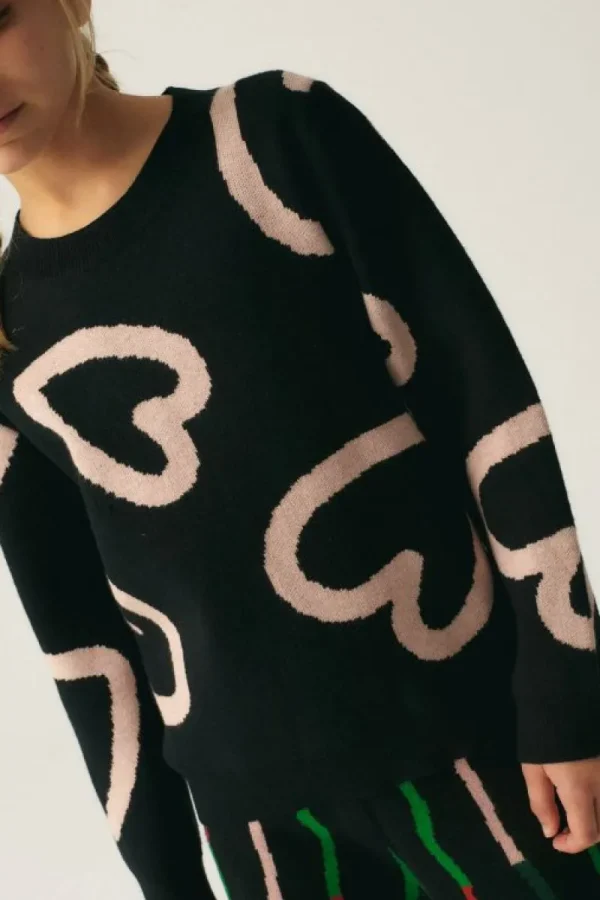 Jersey unisex de punto con estampado de corazones-MINI Best Sale