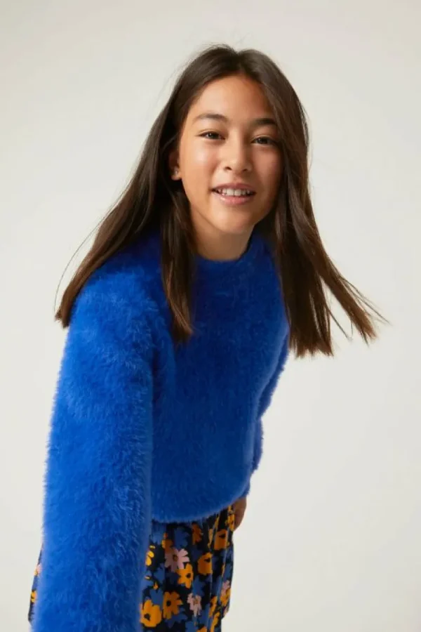 Jersey unisex de punto efecto pelo azul-MINI Store