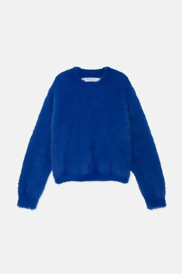 Jersey unisex de punto efecto pelo azul-MINI Store