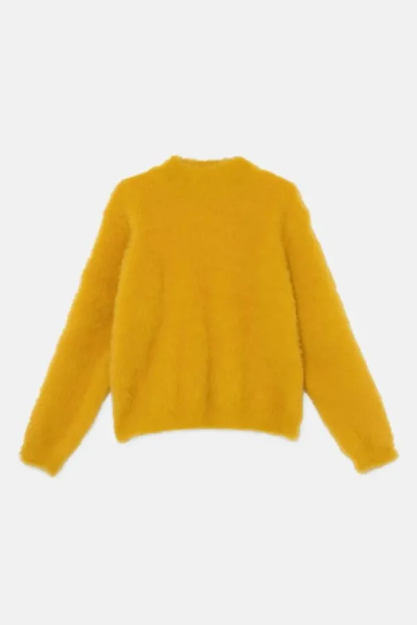 Jersey unisex de punto efecto pelo amarillo-MINI Cheap