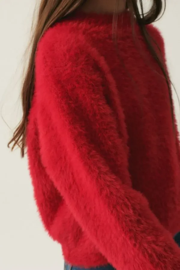 Jersey unisex de punto efecto pelo rojo-MINI Store