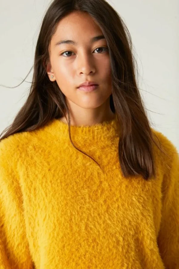 Jersey unisex de punto efecto pelo amarillo-MINI Cheap
