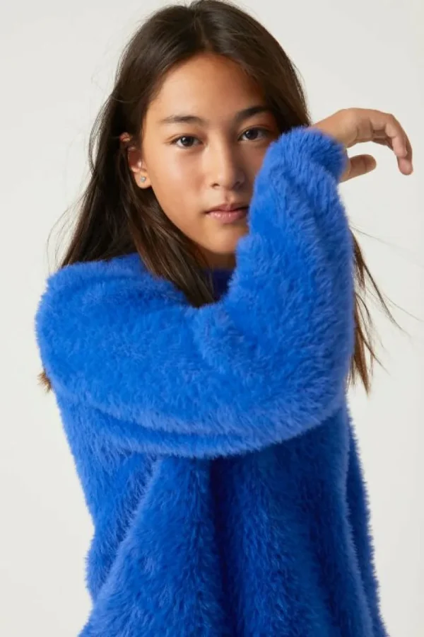 Jersey unisex de punto efecto pelo azul-MINI Store