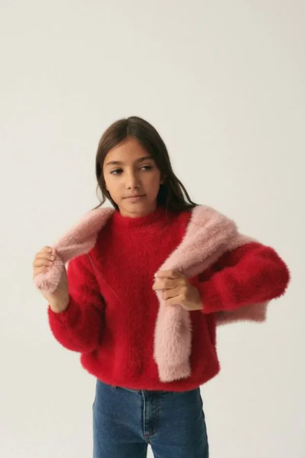 Jersey unisex de punto efecto pelo rojo-MINI Store