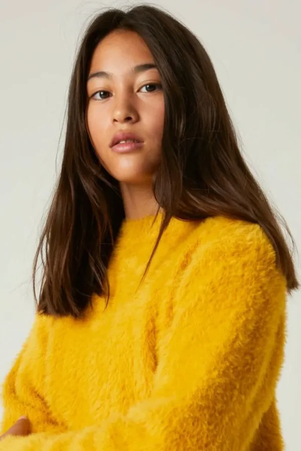 Jersey unisex de punto efecto pelo amarillo-MINI Cheap