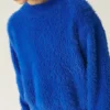 Jersey unisex de punto efecto pelo azul-MINI Store