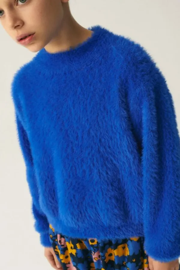 Jersey unisex de punto efecto pelo azul-MINI Store