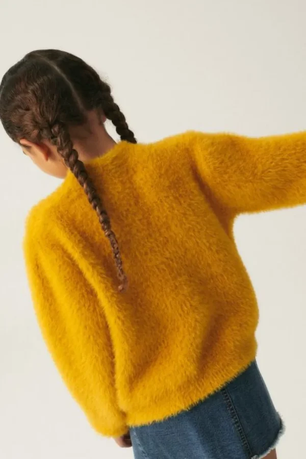 Jersey unisex de punto efecto pelo amarillo-MINI Cheap