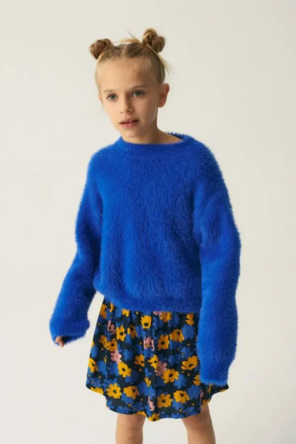 Jersey unisex de punto efecto pelo azul-MINI Store