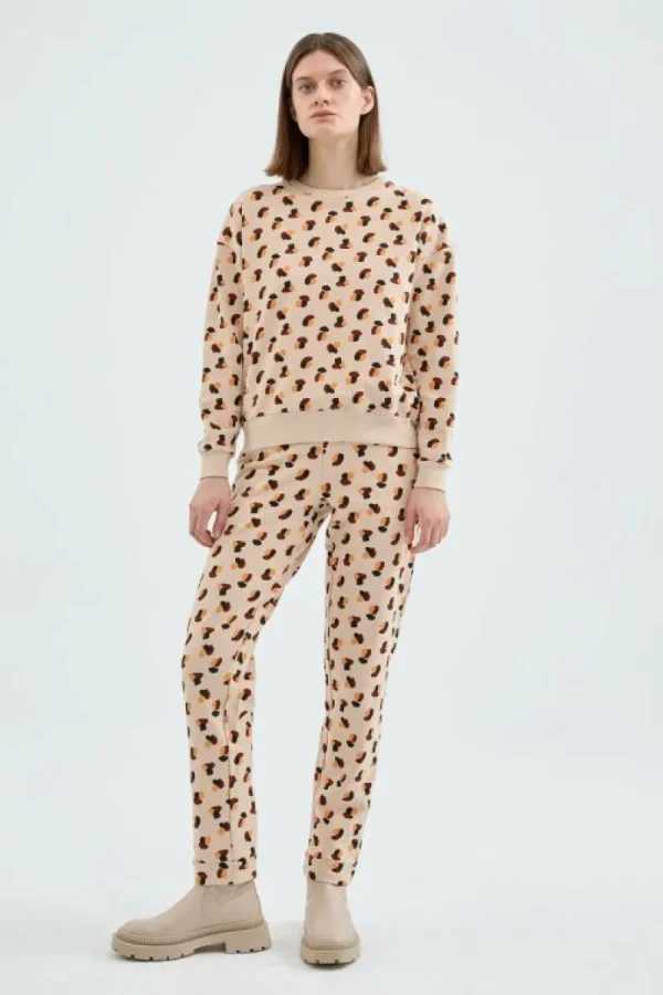 Joggers de felpa con estampado de lunares-COMPAÑIAFANTASTICA Cheap