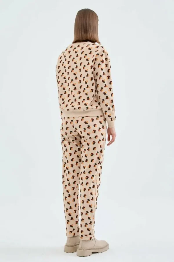 Joggers de felpa con estampado de lunares-COMPAÑIAFANTASTICA Cheap