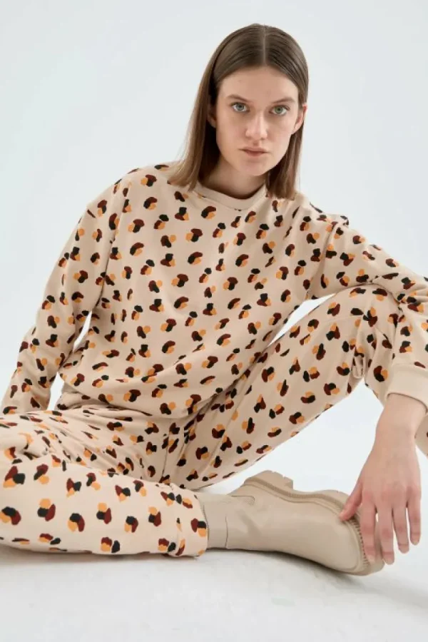 Joggers de felpa con estampado de lunares-COMPAÑIAFANTASTICA Cheap