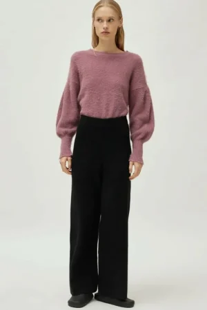 Pantalón ancho de punto negro-COMPAÑIAFANTASTICA Hot